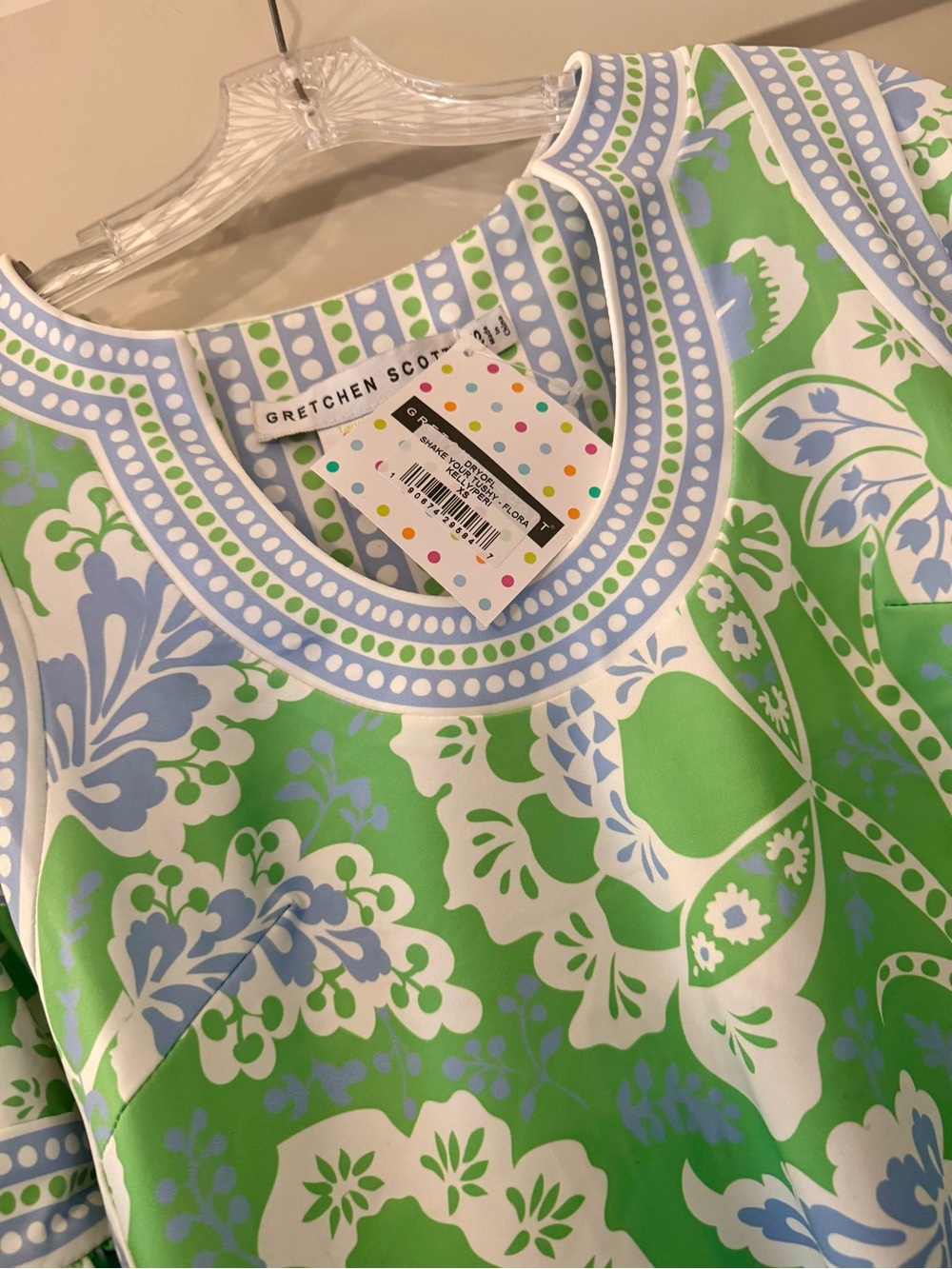 Gretchen Scott Designs Green Floral Shift Dress with Lavender Accents - Picture 6 of 7